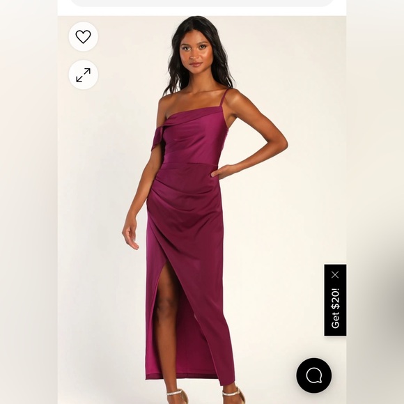 Lulus Showing Off a Little Magenta Asymmetrical Tulip Midi Dress - Picture 1 of 2